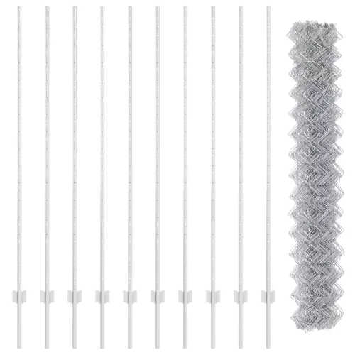  Láncszem Kerítés 20 U Oszloppal Ezüst 1.6x10 m Acél