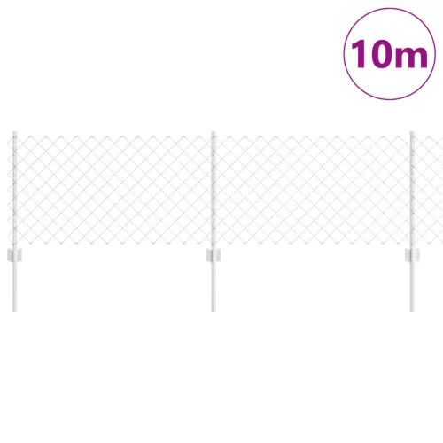  Láncos Kerítés 10 U Oszloppal Ezüst 0.6x10 m Acél