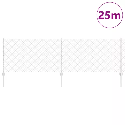  lánc link kerítés 22 U oszloppal Ezüst 0,8x25 m acél