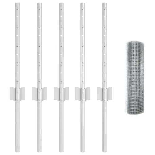  Hegesztett Drót Kerítés 5 U Oszloppal Ezüst 0,4x10 m Acél