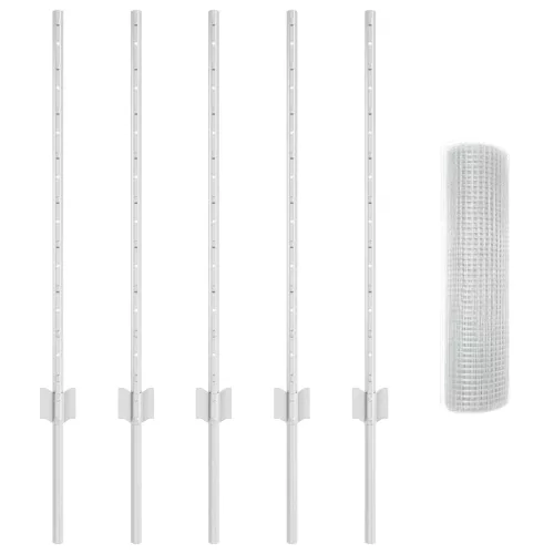  Hegesztett Drót Kerítés 5 U Oszloppal Ezüst 0.8x10 m Acél