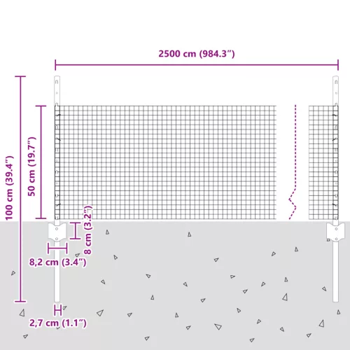  Kerti Kerítés Szett 2db Galvanizált acél 25 x 0.5 méter Tartós