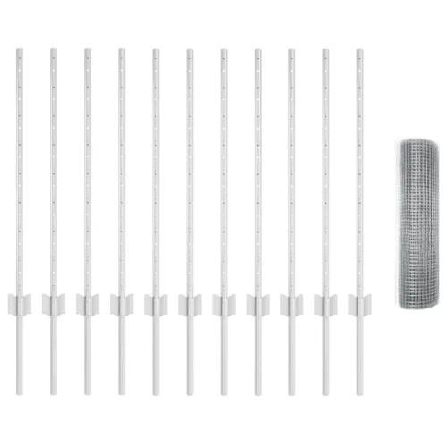  Hegesztett Drótháló Kerítés 11 db U-oszloppal Ezüst 0.8x25 m Acél