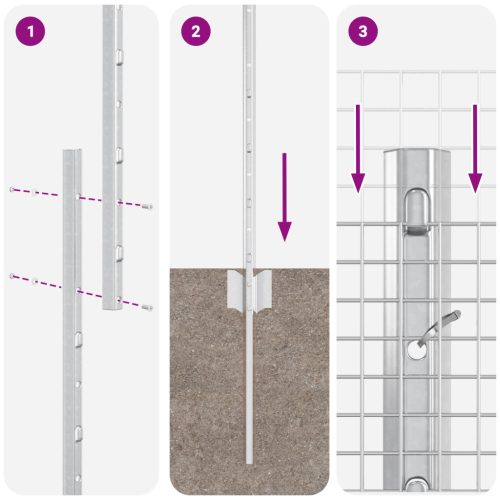  Horganyzott Drótkert 22 U Oszloppal Ezüst 1x25 m Acélból