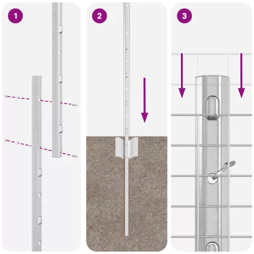  Hegesztett Drótkerítés 44 U Oszloppal Ezüst 1.4x50 m Acél