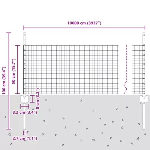  Hegesztett Drót Kerítés 44 U Oszlopokkal Ezüst 0.5x100 m Acél