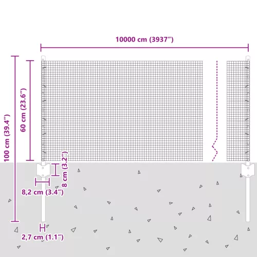  Horganyzott Drótkerítés 44 U Oszloppal Ezüst 0.6x100 m Acél