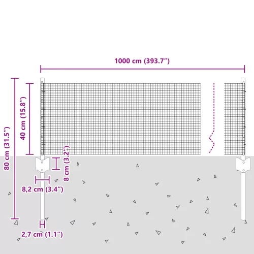  Hegesztett Drótkerítés 5 U oszloppal Zöld 0.4x10 m Acél