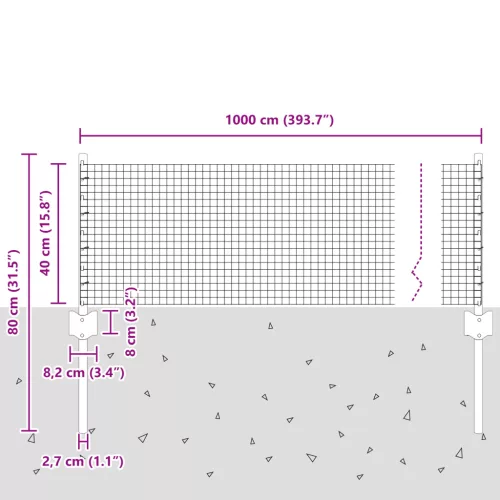  hegesztett drótkerítés 5 U oszloppal Zöld 0.4x10 m Acél
