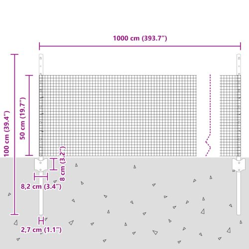  Tyúk Kerítés Készlet 2 db-os készlet Zöld Fém 10 x 0.5 m kerítés