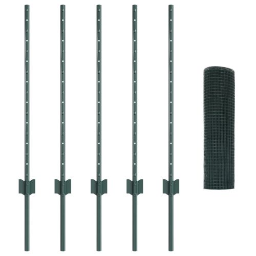  hegesztett drótkerítés 5 U poszttal Zöld 0.8x10 m Acél