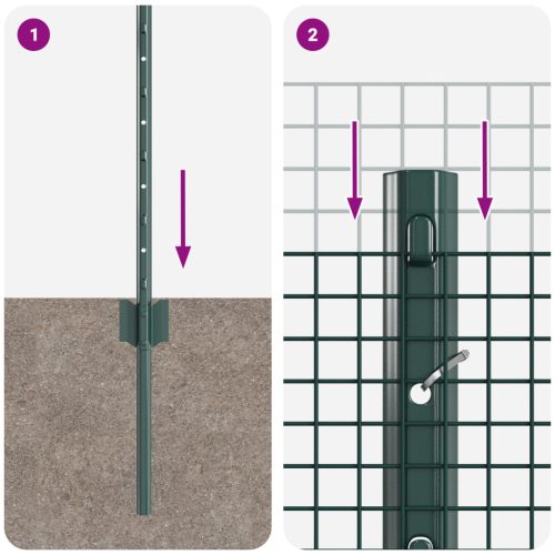  hegesztett drótkerítés 5 U poszttal Zöld 0.8x10 m Acél