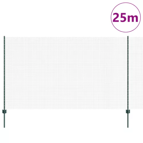  Huzalos Kerítés 11 U Oszloppal Zöld 1.4x25 m Acél