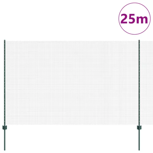  Hegesztett Drótkerítés 11 U Oszloppal Zöld 1.5x25 m Acél