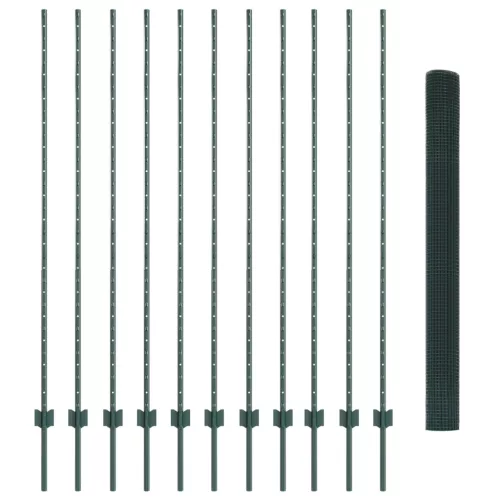  Hegesztett Drótkerítés 11 U Oszloppal Zöld 1.5x25 m Acél