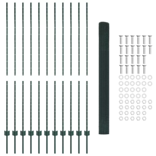  Hegesztett Drótkerítés 11 U Oszloppal Zöld 1.5x25 m Acél