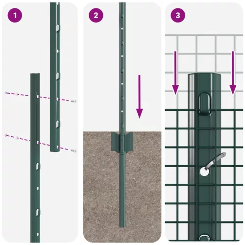  Hegesztett Drótkerítés 11 U Oszloppal Zöld 1.5x25 m Acél