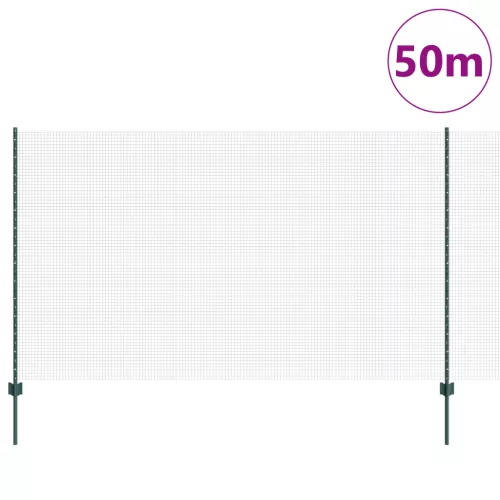  Hegesztett Drótkerítés 22 U Oszloppal Zöld 1.4x50 m Acél