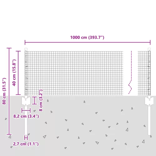  Hegesztett Drótkerítés 5 U Oszloppal Szürke 0.4x10 m Acél