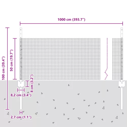  Csirkeháló Kerítés Szett 2 db Szürke Fém Nagy Tartós