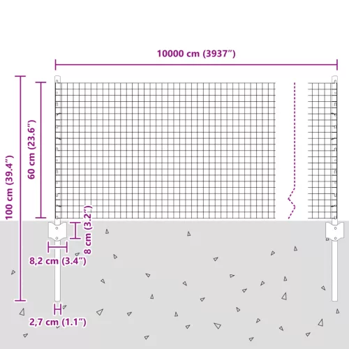 VidaXL Hegesztett Drótkerítés 5 U Oszloppal Szürke 0.6x10 m Acél