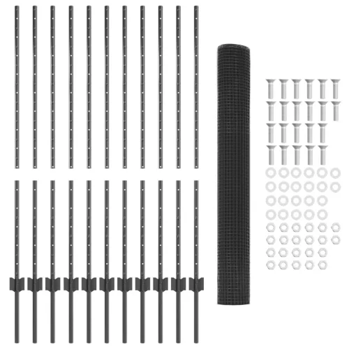  Hegesztett Drótkerítés 22 U Oszloppal Szürke 1.2x25 m Acél