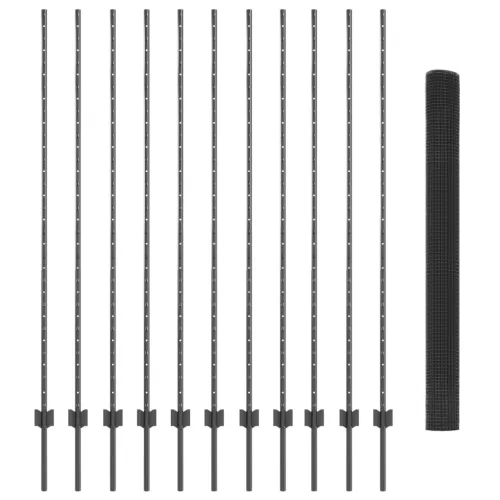  Csirkeháló Kerítés Készlet 2 db-os készlet Szürke Galvanizált acél