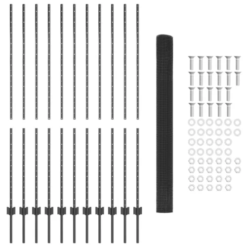  Csirkeháló Kerítés Készlet 2 db-os készlet Szürke Galvanizált acél