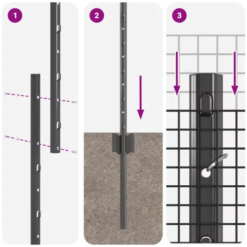  Hegesztett Drótfence 44 U Oszloppal Szürke 1,5x50 m Acél
