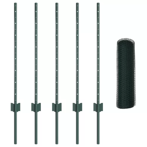  Kerítés Oszlopok 5 db U-Channel Zöld 80 cm Acél