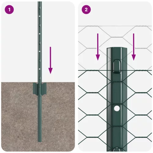  Kerítés Oszlopok 5 db U-Channel Zöld 80 cm Acél