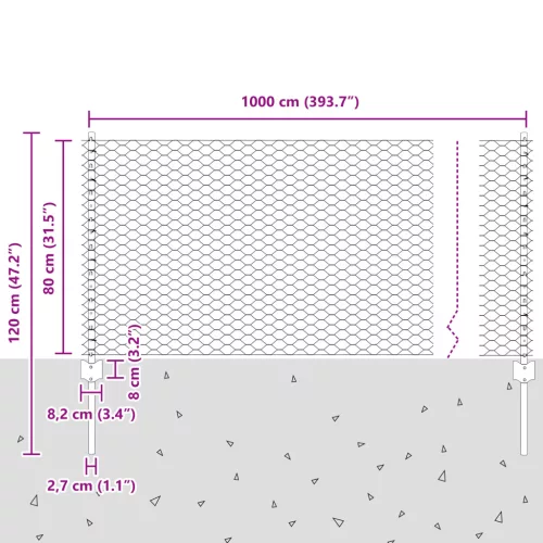  Kerítéstartók 5 db U-csatorna Zöld 80 cm Acél