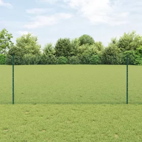  Kerítésoszlopok 5 db U-csatorna zöld 100 cm acél
