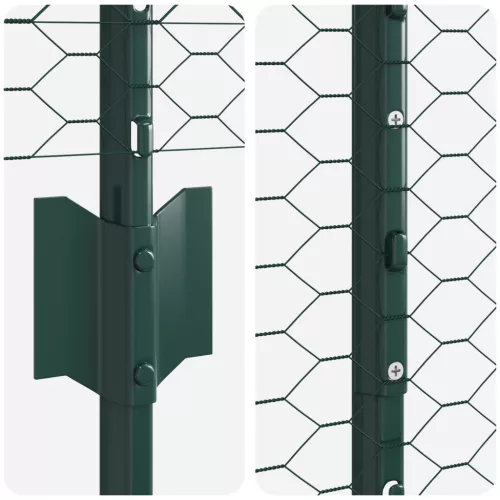  Kerítésoszlopok 5 db U-csatorna zöld 100 cm acél