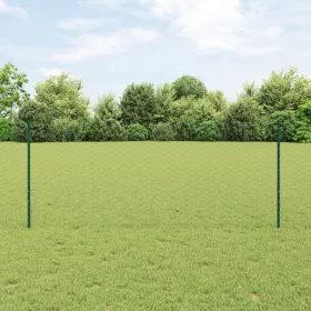  Kerítésoszlopok 5 db U-csatorna Zöld 100 cm Acél