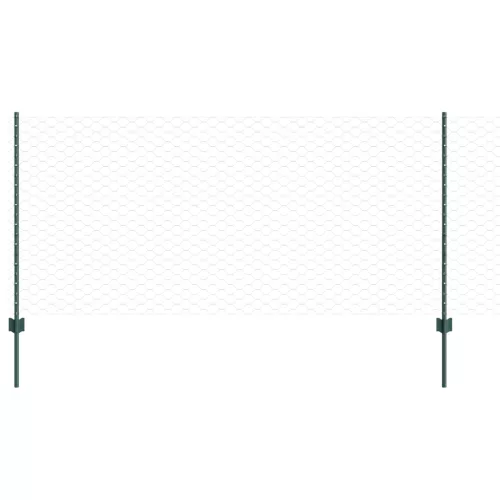  Kerítésoszlopok 5 db U-csatorna Zöld 100 cm Acél
