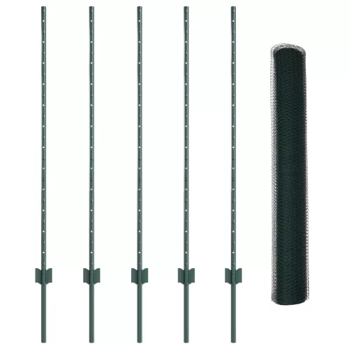  Kerítés Oszlopok 5 db U-Channel Zöld 120 cm Acél