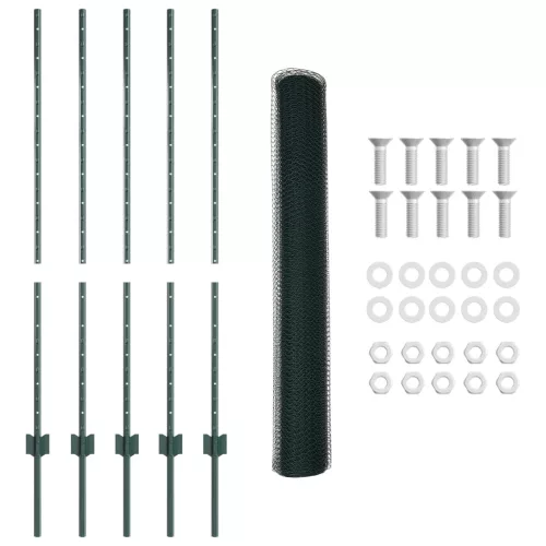  Kerítés Oszlopok 5 db U-Channel Zöld 120 cm Acél