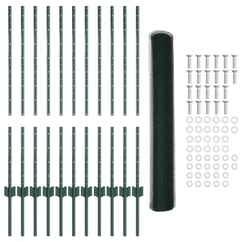  Kerti Kerítés Szett 2 Darabos Szett Zöld Acél Standard Tartós