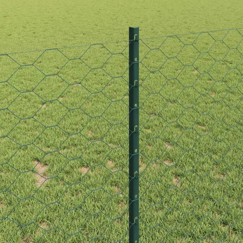  Kerítés oszlopokkal Zöld 1 x 25 m Acél