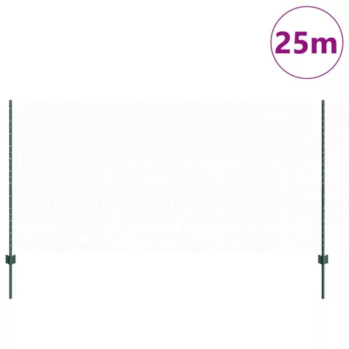  Kerítés oszlopokkal Zöld 1,2 x 25 m Acél