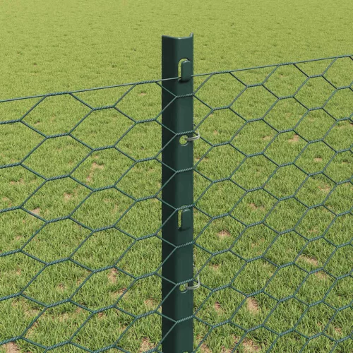  Kerítés oszlopokkal Zöld 1,2 x 25 m Acél