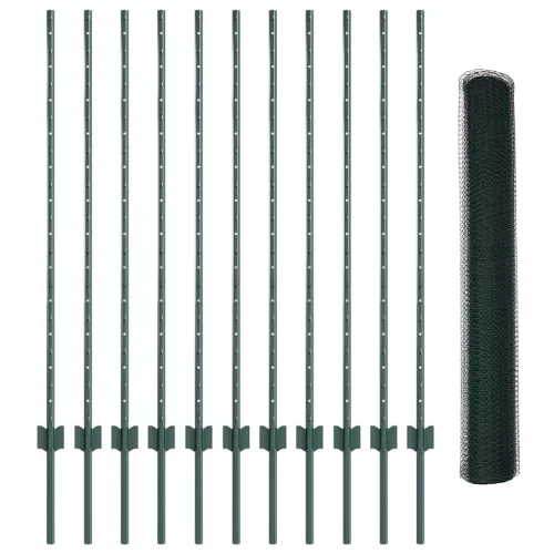 Kerítés oszlopokkal Zöld 1,2 x 25 m Acél