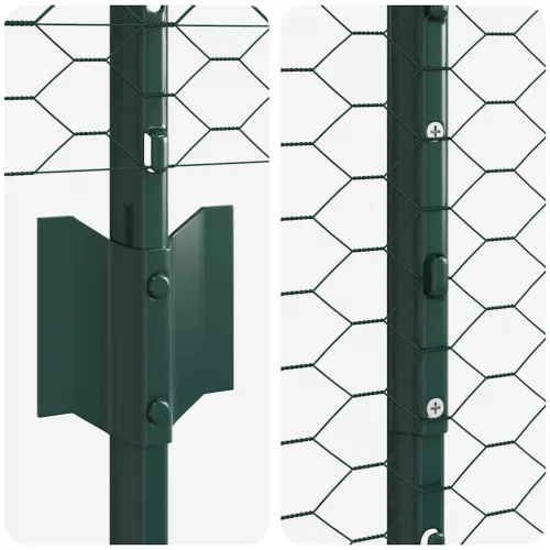  Kerítés oszlopokkal Zöld 1,2 x 25 m Acél