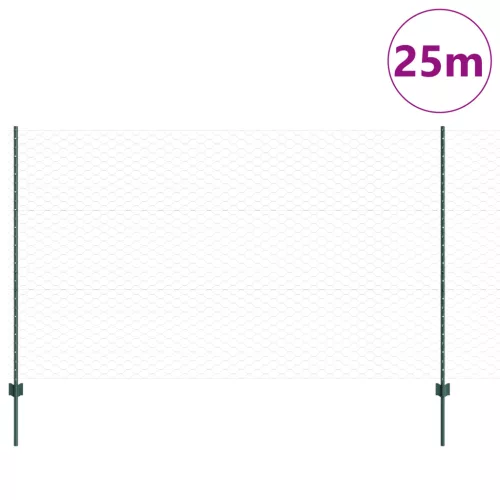  Kerítésoszlopok 11 db U-Channel Zöld 140 cm Acél