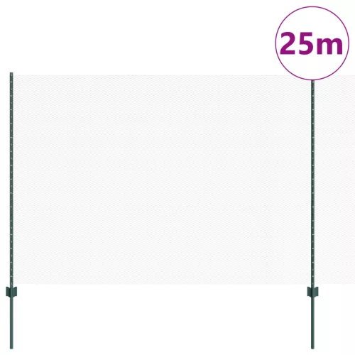 Hatszögletű Kerítés Szett 2 db Zöld Porfestett Acél 25 x 1,5 m