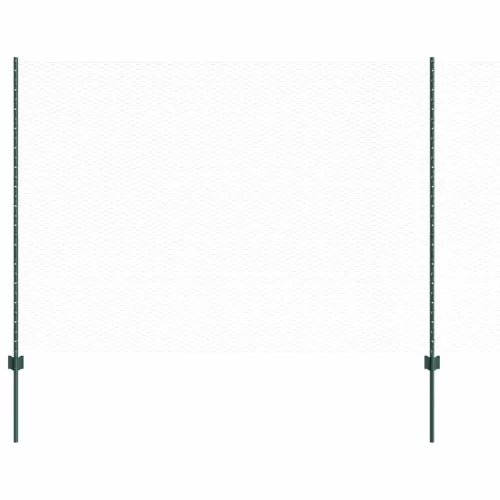  Kerítés oszlopokkal Zöld 1,5 x 25 m Acél