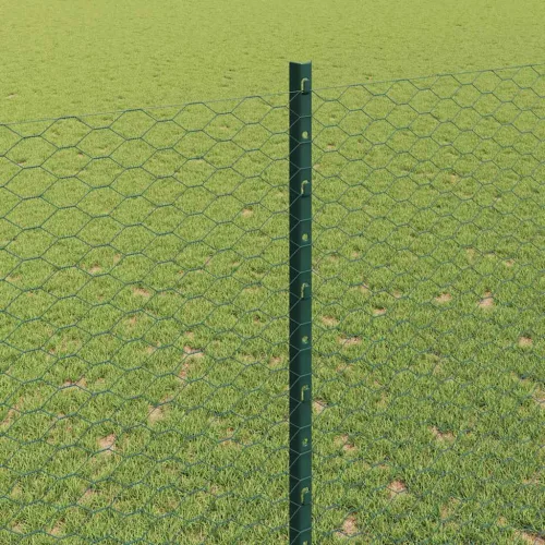  Kerítés oszlopokkal Zöld 1,5 x 25 m Acél