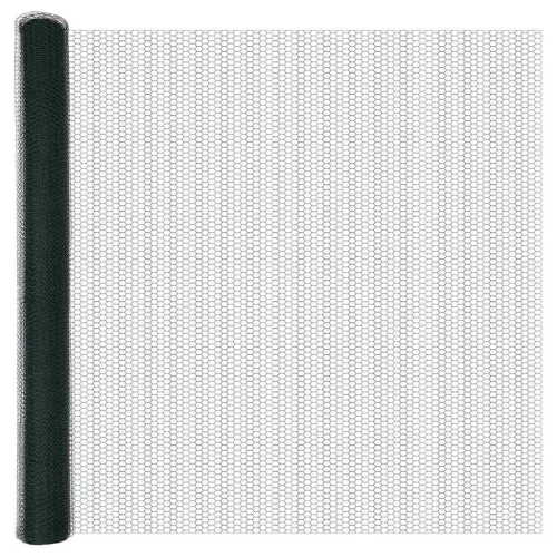  Kerítés oszlopokkal Zöld 1,5 x 25 m Acél