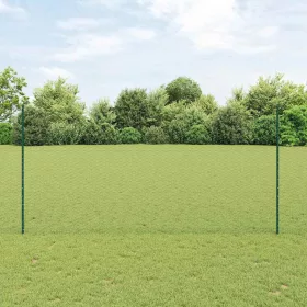  Kerítés oszlopokkal Zöld 1,5 x 25 m Acél